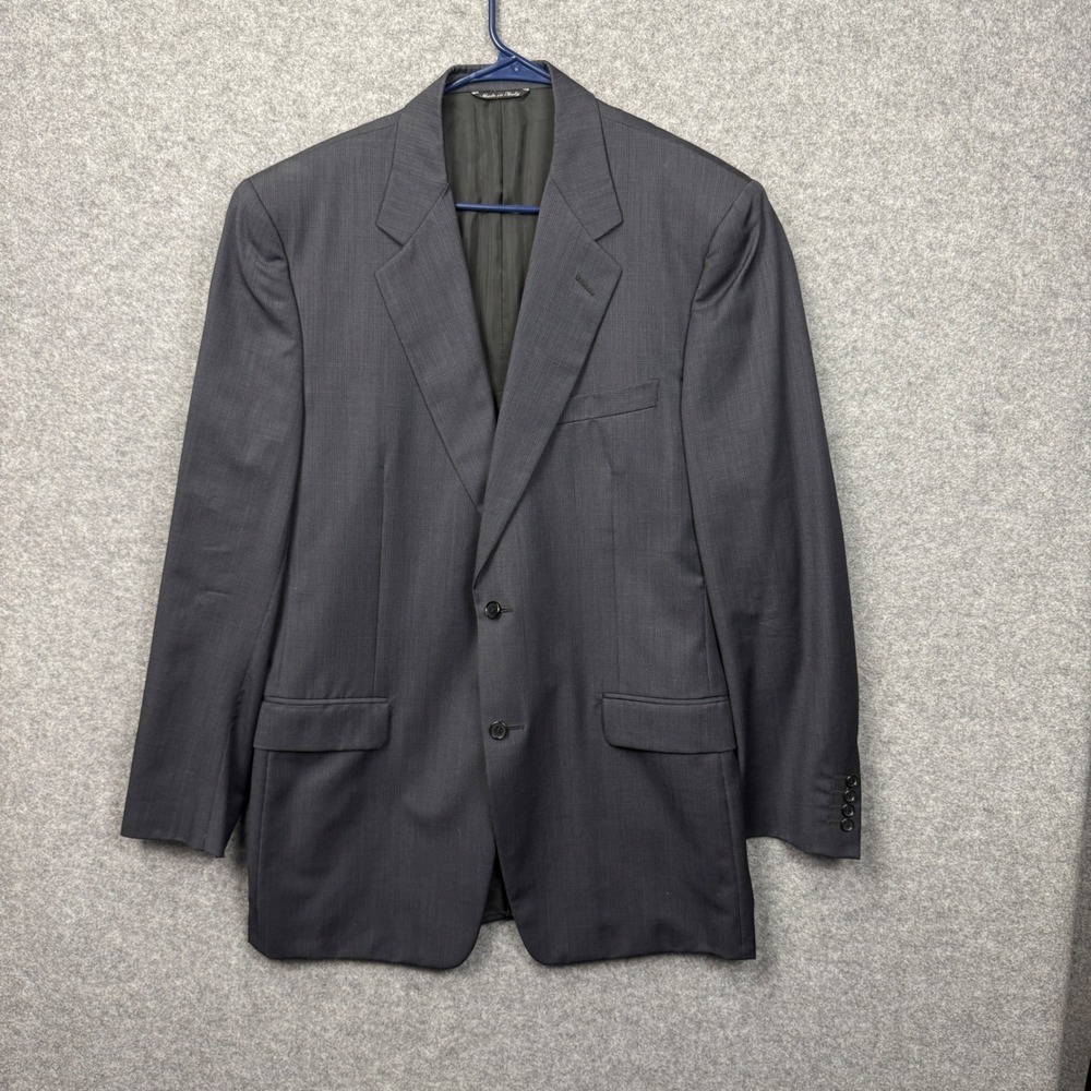 Canali Bloomingdales Mens Grey Wool Glen Check Blazer Sport Coat Italy 52 7 L